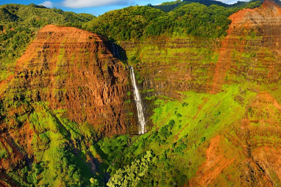 Stunning aerial view into Waimea Canyon, Kauai, Hawaii