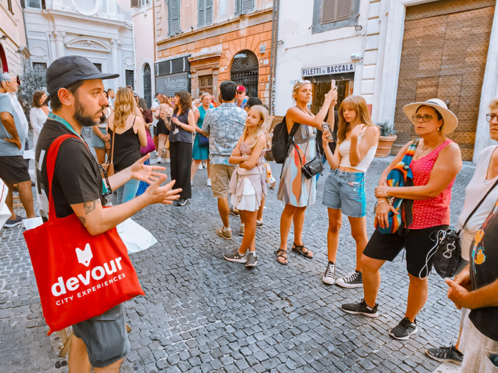 Group of people on a tour in Rome