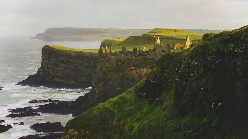 castle ruins on edge of cliff