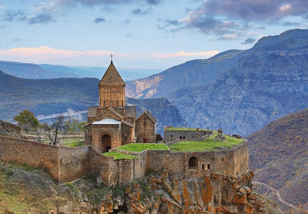 Amazing beautiful landscape and the old Christianity unique church monastery Tatev