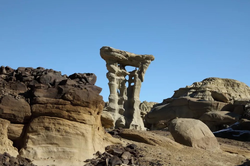 Strange Rock Formation in Bisti Badlands (Alien Throne) New Mexico USA