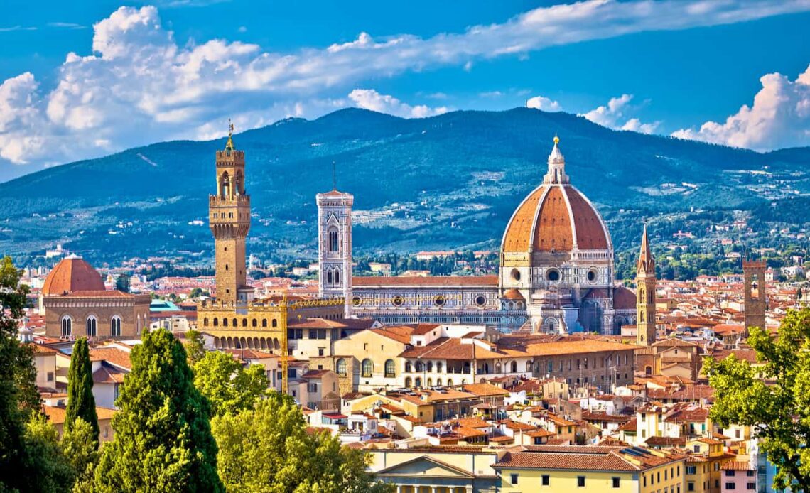 The view overlooking Florence, Italy on a bright and sunny day