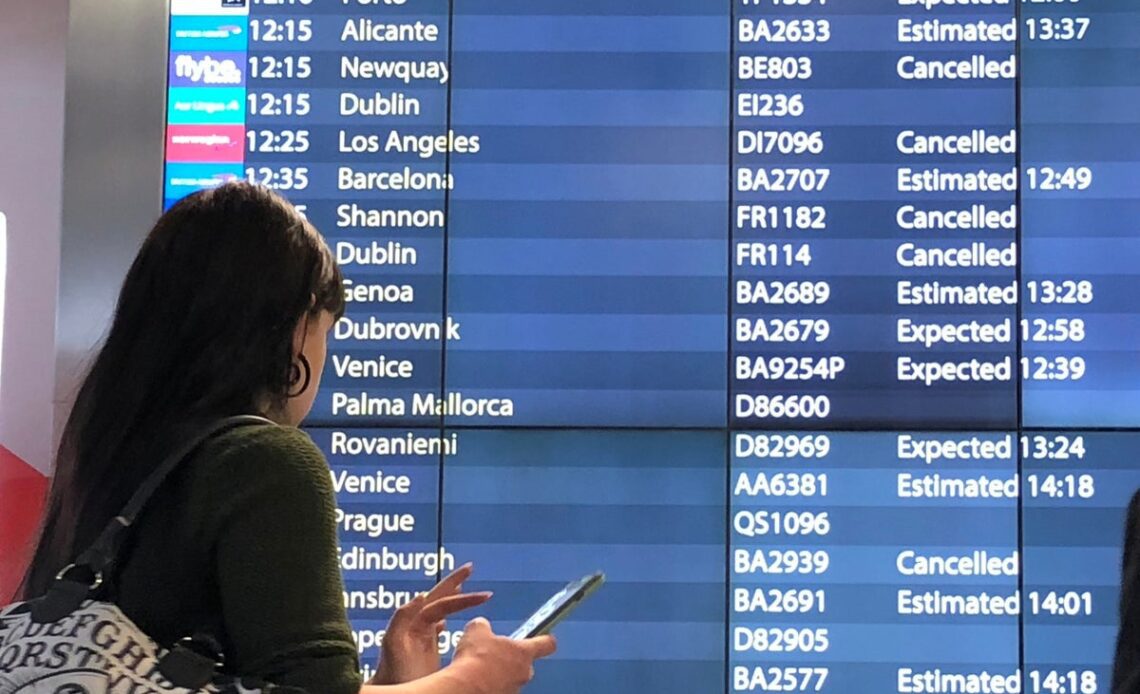 Thousands stranded as air traffic control delays cause dozens of flight cancellations at Gatwick