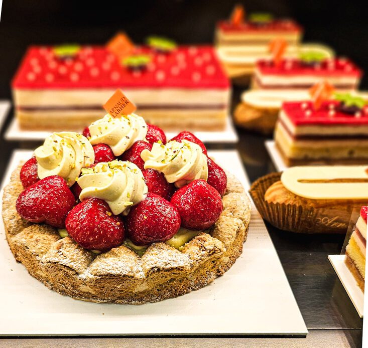 pastries on a shelf in paris