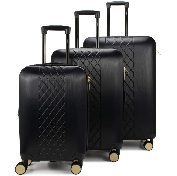 Badgley Mischka Modern trolley Diamond 3 Piece Expandable Spinner Wheels Luggage