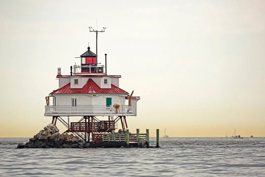 7 - The Thomas Point Shoal Lighthouse is the last screw-pile structure on the Chesapeake Bay at its original site.