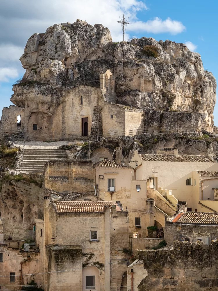 The ancient and famous church built in the stone that dominate the village of Matera
