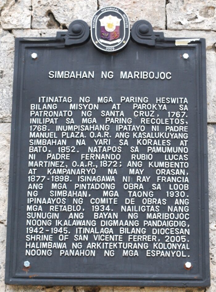 Maribojoc Church historical marker