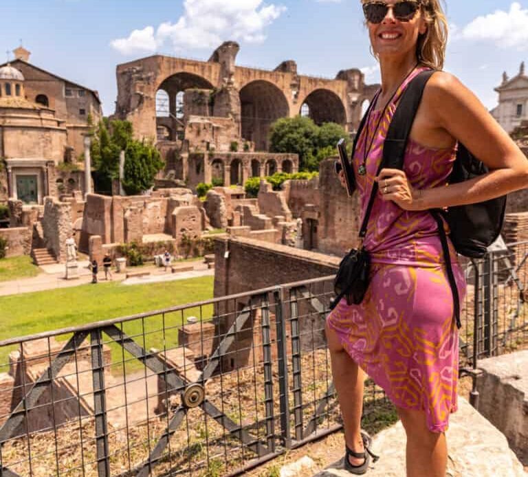 caroline standing in front of The Basilica of Maxentius