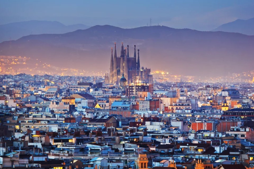 Picturesque aerial view of Barcelona city in Spain