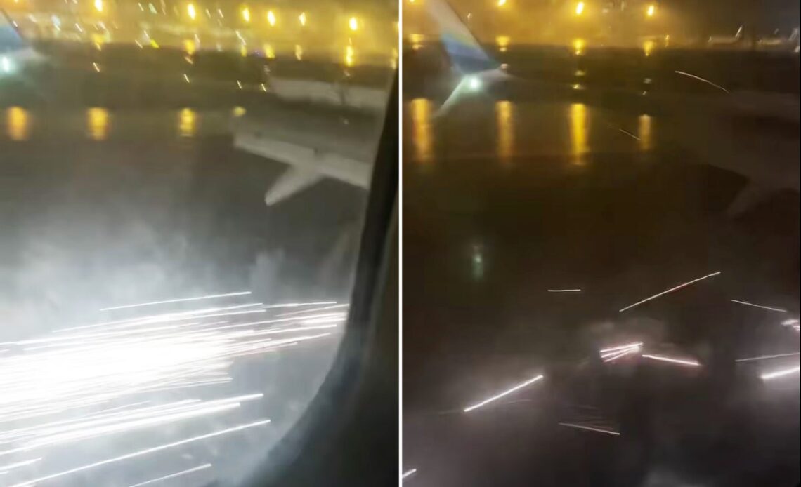 Passengers scream as sparks fly off the runway during Alaska Airways landing amid Storm Hilary
