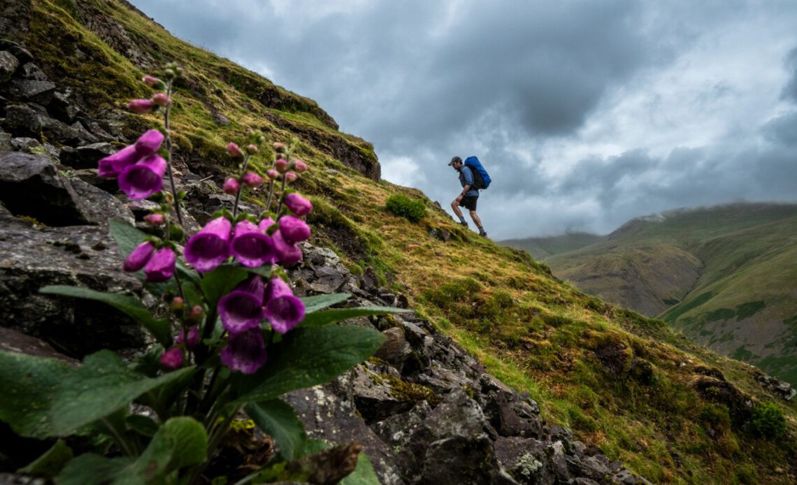 Peter hiking during the Highlander Lake District