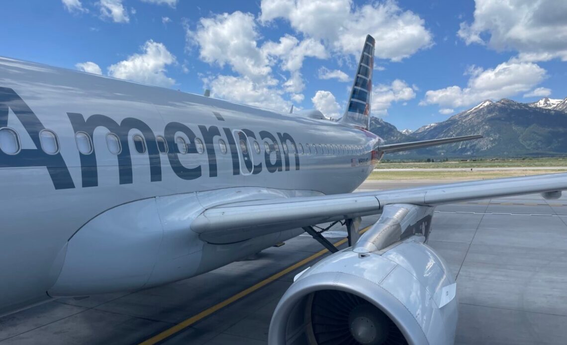 American Airlines plane at Jackson Hole Airport