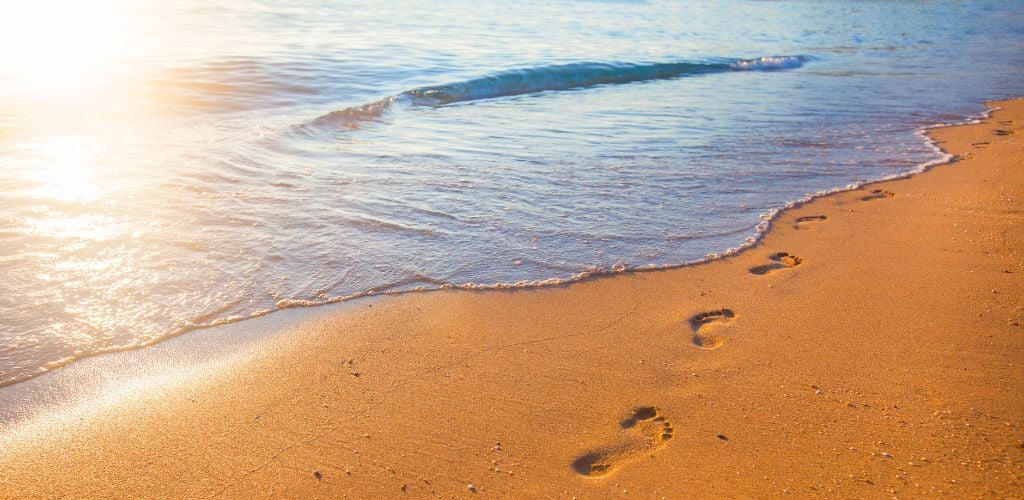 Beach with sand and saltwater