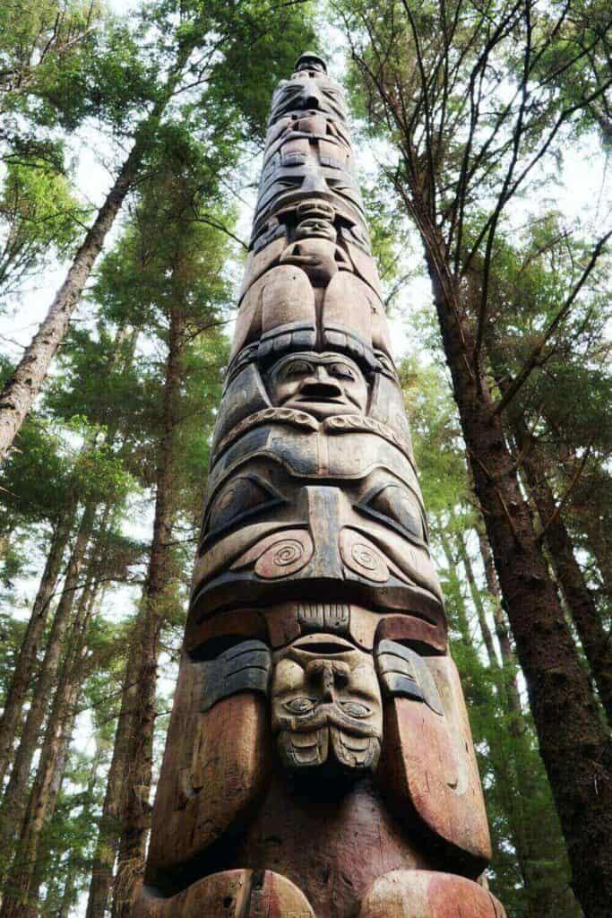 totem pole in forest