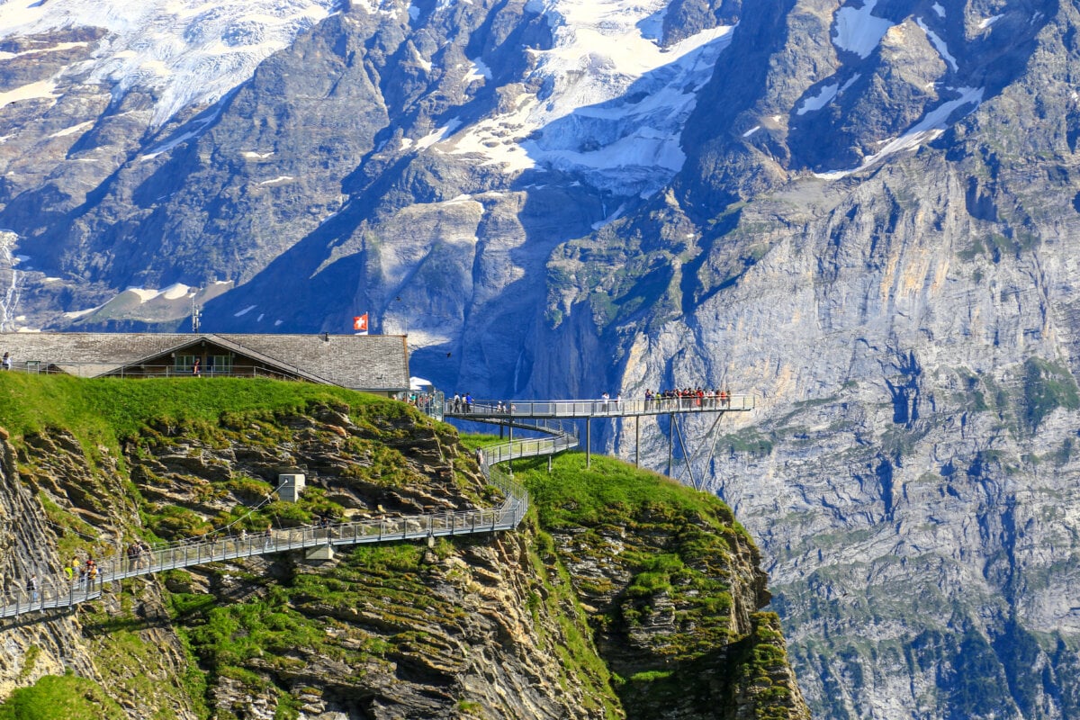 Grindelwald First cliff walk, the famous activity on top of mountian