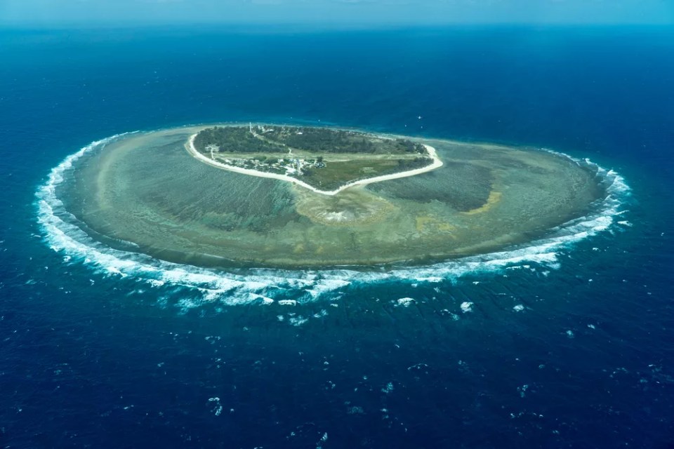 Aerial view of Lady Elliot Island in Queensland, Australia.