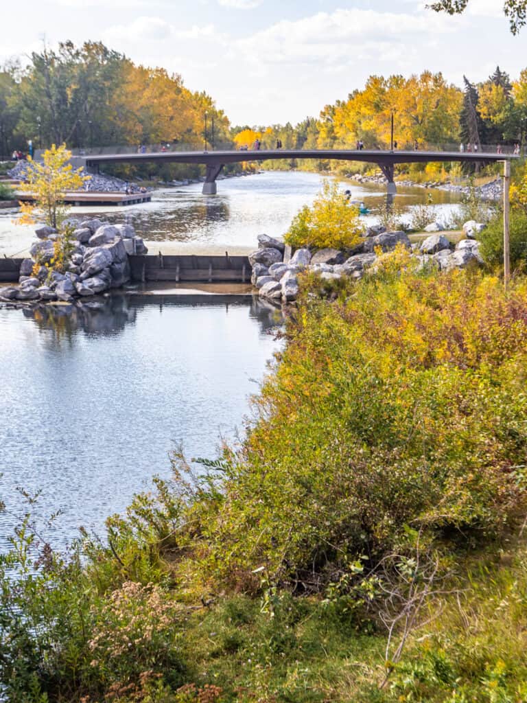 bow river running under a bridge