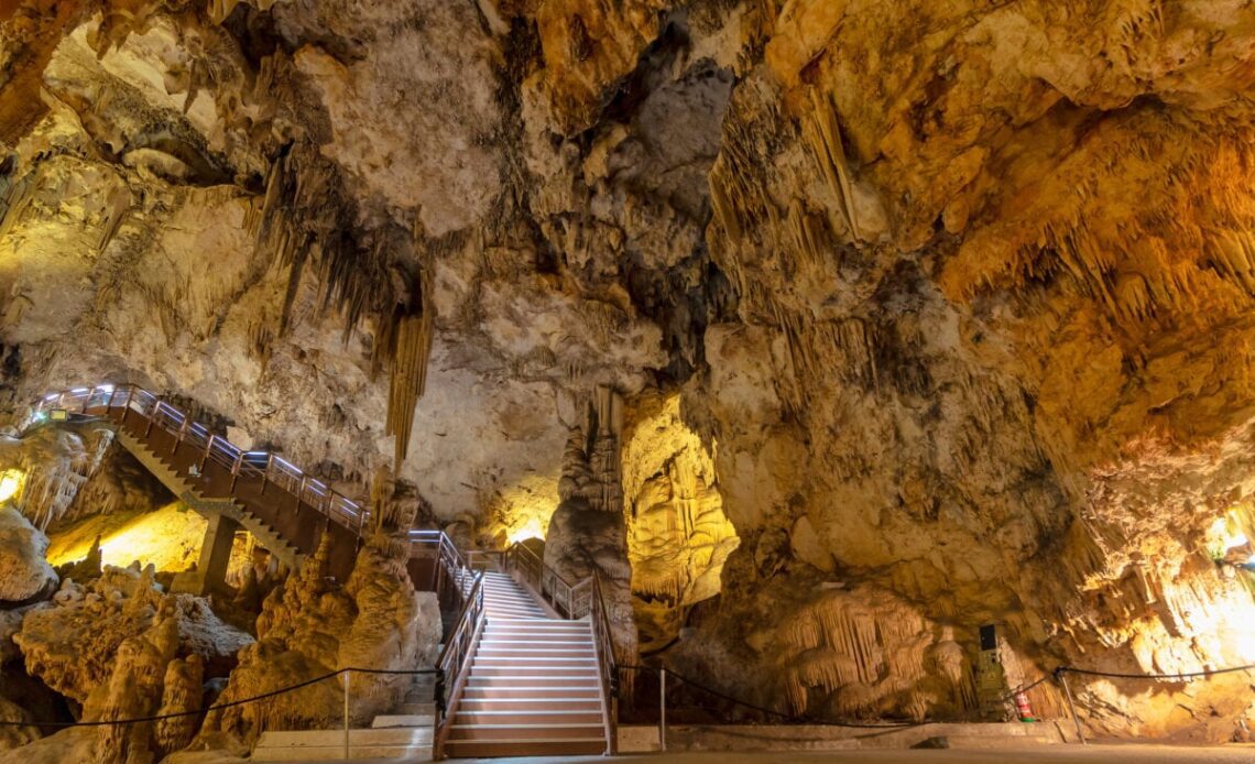 Geological formations in a Nerja, Spain cave