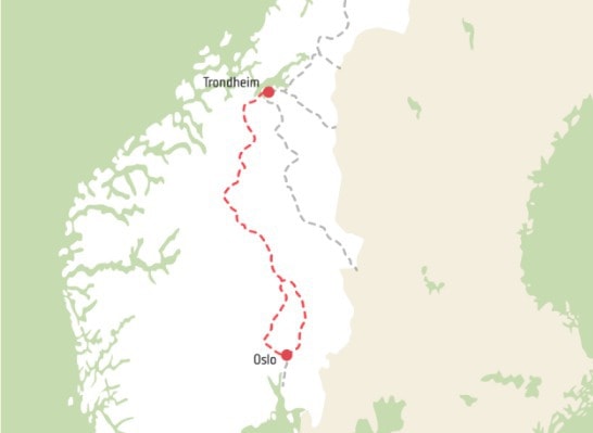 Gudbrandsdalen map pilegrimsleden walk