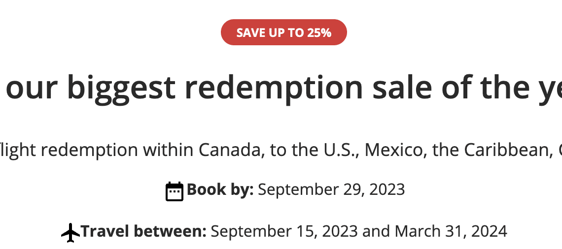 Aeroplan Promotion: Save Up to 25% on North American Redemptions