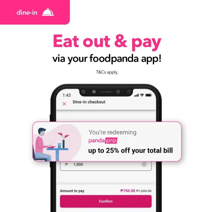 Eat out and pay via your foodpanda app