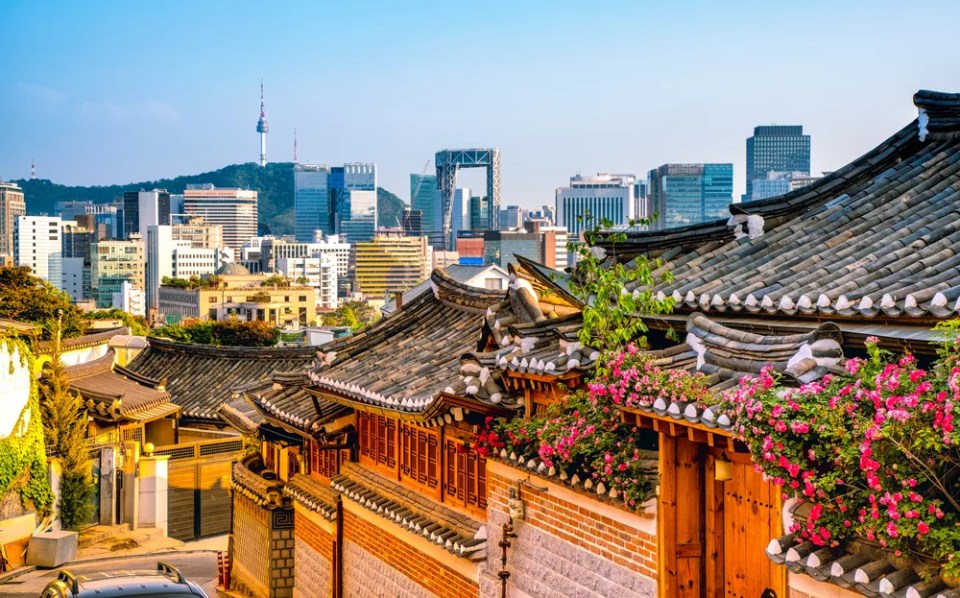 Traditional Korean style architecture at Bukchon Hanok Village in Seoul