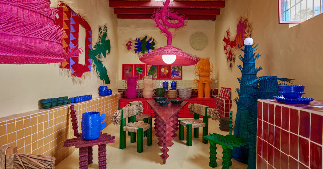 In Mexico, a New Space for Hot Pink Wicker Lamps and Spiky Bowls