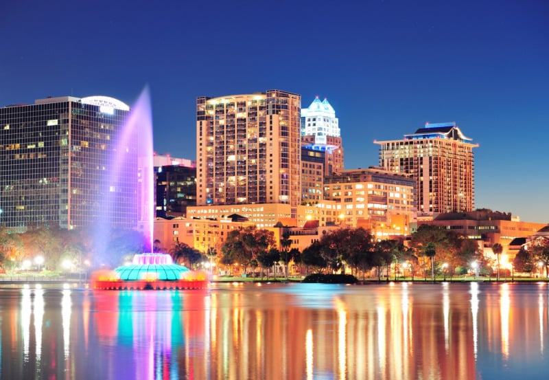 Orlando downtown skyline at night