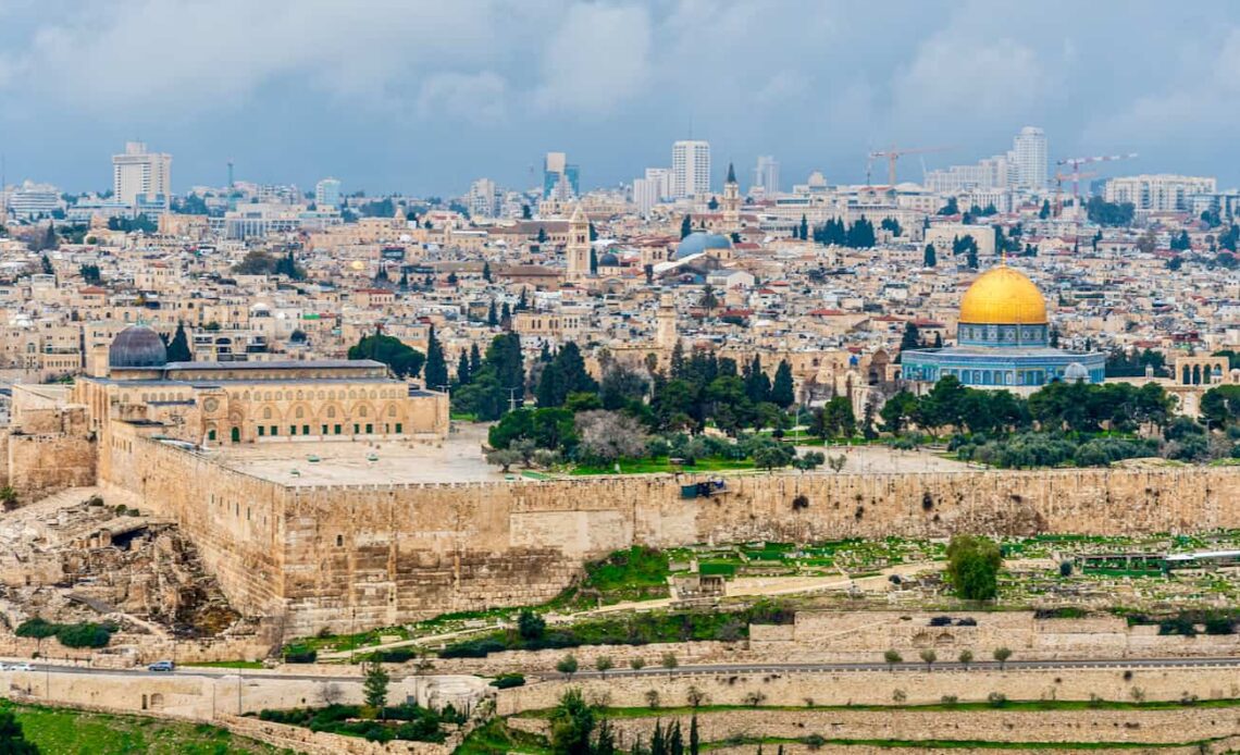 The view overlooking the historic Old City of Jerusalem in Israel