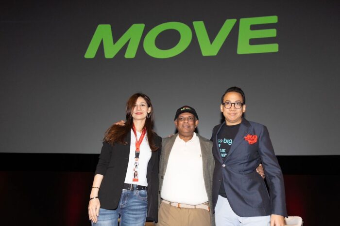 Capital A CEO and MOVE Executive Chairman Tony Fernandes  with new airasia Move CEO Nadia Omer and BigPay CEO Subin Rada Krishnan during the big announcement at Kuala Lumpur, Malaysia.