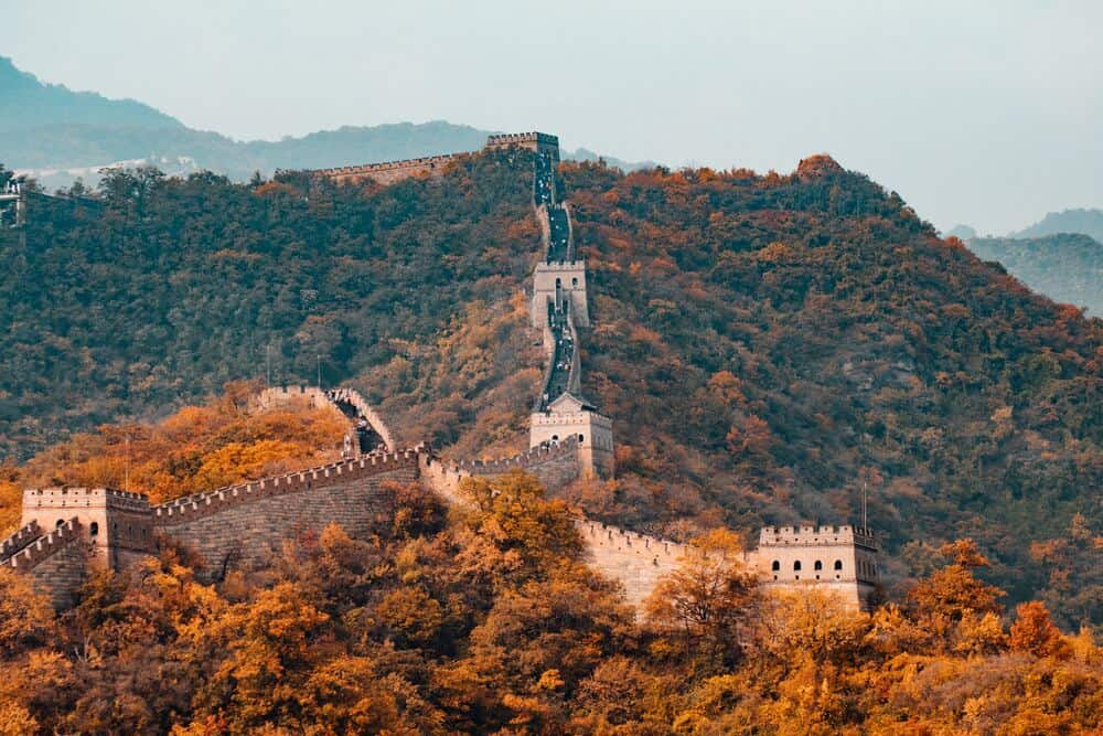 great wall of china with Fall colors