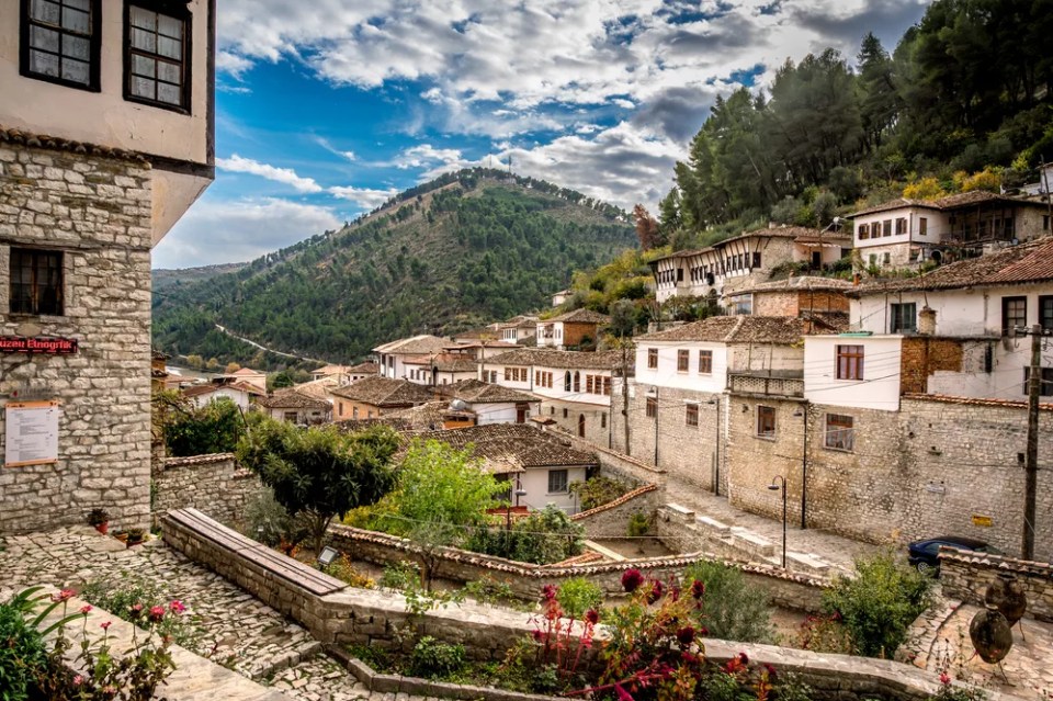 Berat, Albania - November 18 2022: ethnographic museum exterior in Berat, Albania