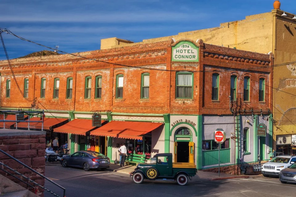 Historic Connor Hotel on the Main Street of Jerome located in the Black Hills of Yavapai County. It was a mining town and became a National Historic Landmark.