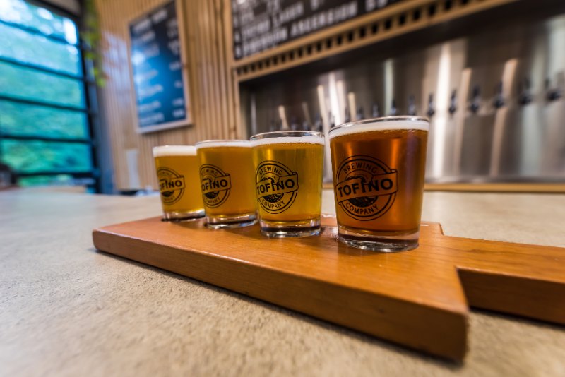 glasses of beer on a tray