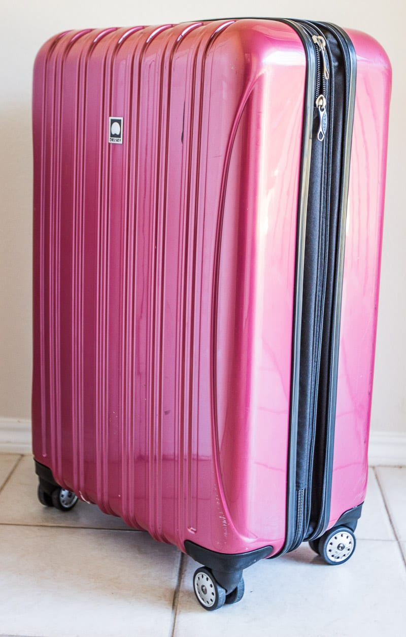 29 inch  pink Delsey Suitcase review standing up