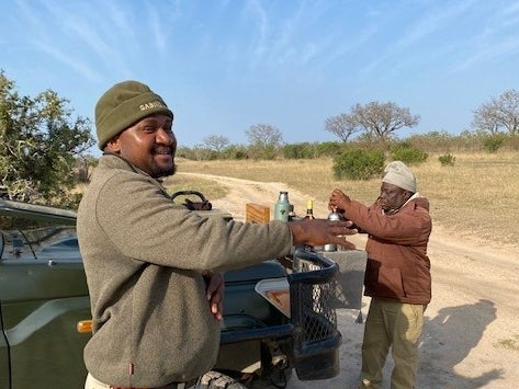 <p>Game ranger Doc Themba guides guests to the best animal sightings</p>