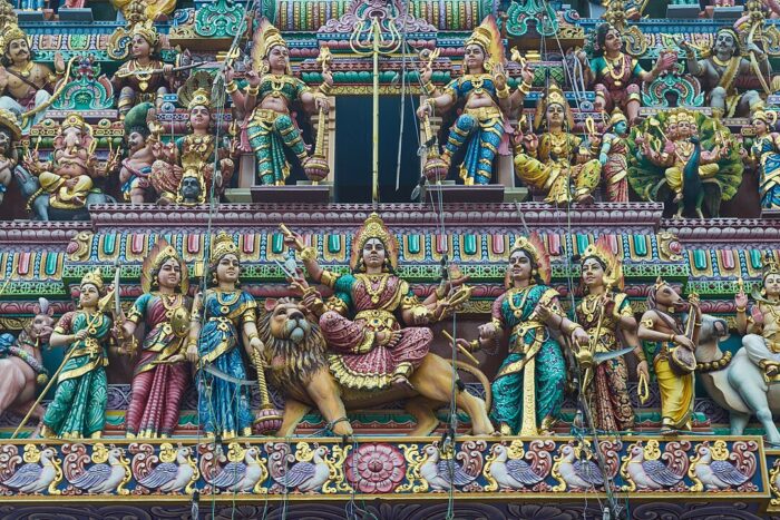 Colorful Carvings at one of Singapore's Oldest HIndu Temples