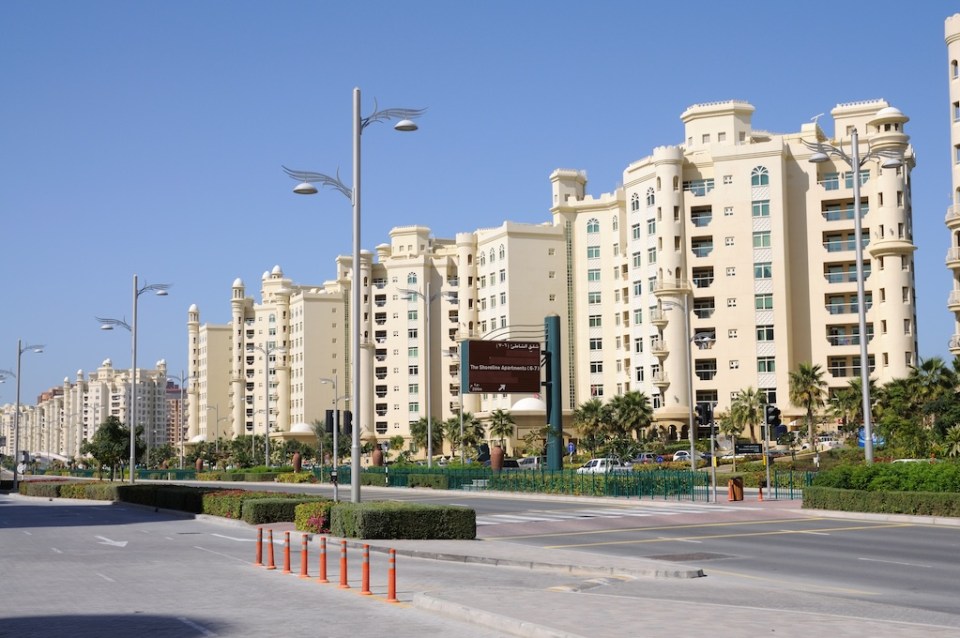 Apartment buildings at Palm Jumeirah, Dubai United Arab Emirates