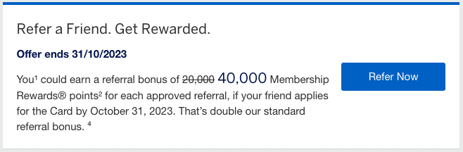 Amex Credit Cards: Double Refer-a-Friend Bonuses Until October 31!