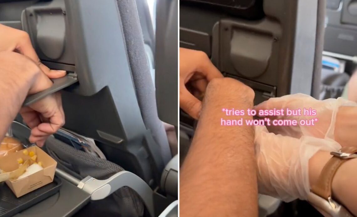 Man gets hand stuck in cup holder on flight to Vietnam after seeing if it would fit