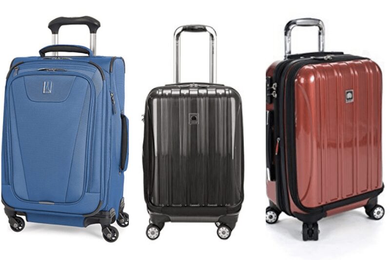LINE OF THree different sized suitcases