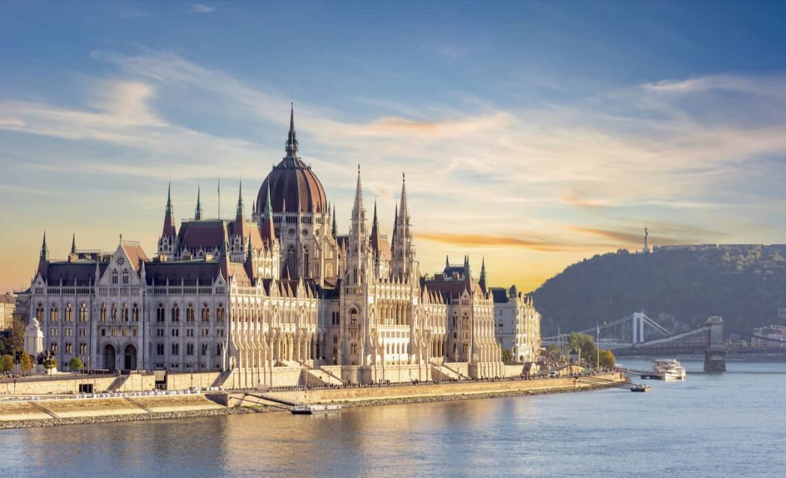 The stunning parliament building along the Danube in Budapest, Hungary