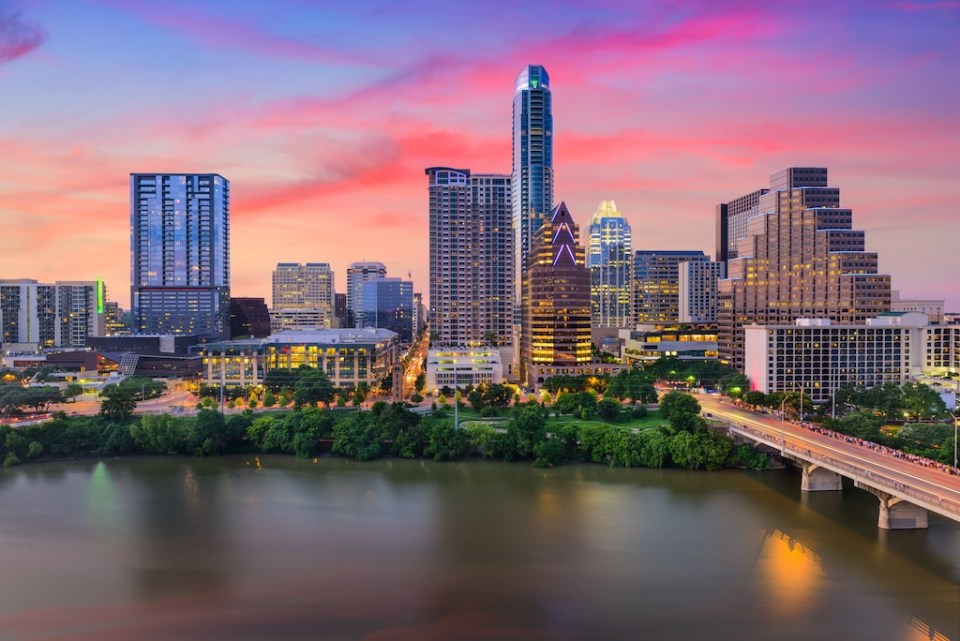 Austin, Texas, USA downtown skyline.