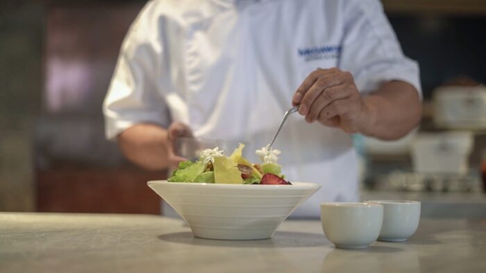 Food detailing with sampaguita in salad