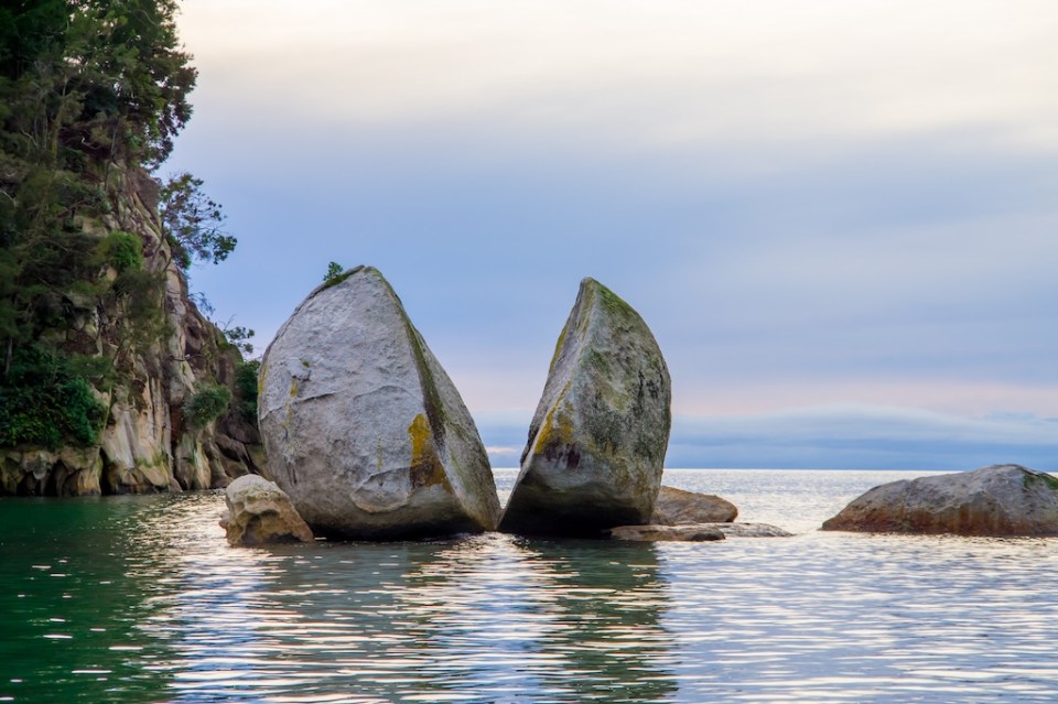 Beautiful split Apple Rock in Abel Tasman National Park, located in South Island in New Zealand.