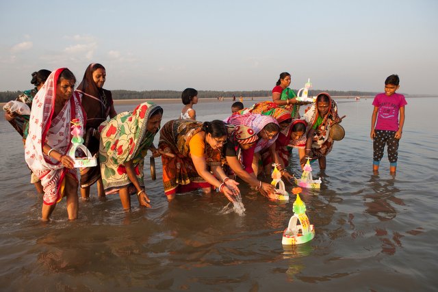 Floating the boats for Bali Jatra