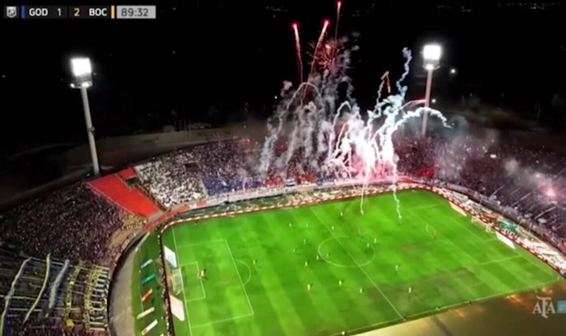 Football match delayed as fans release fireworks from stands | Sport