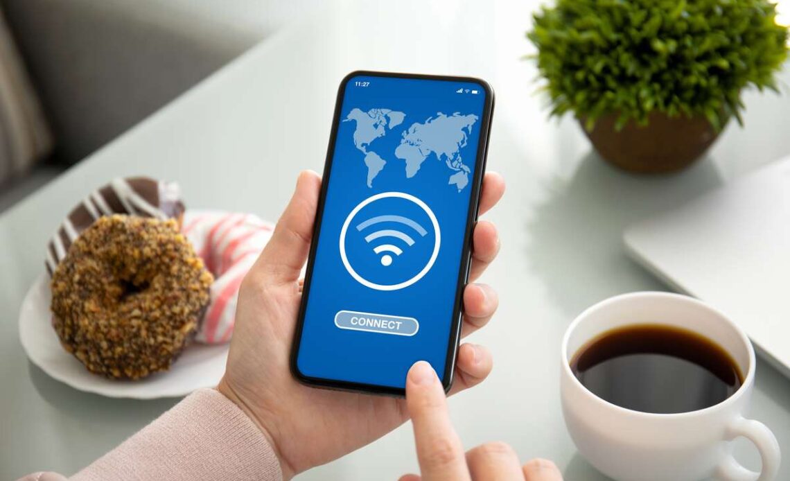 Searching for public Wi-Fi on phone app How to Stay Safe Using Public Wi-Fi