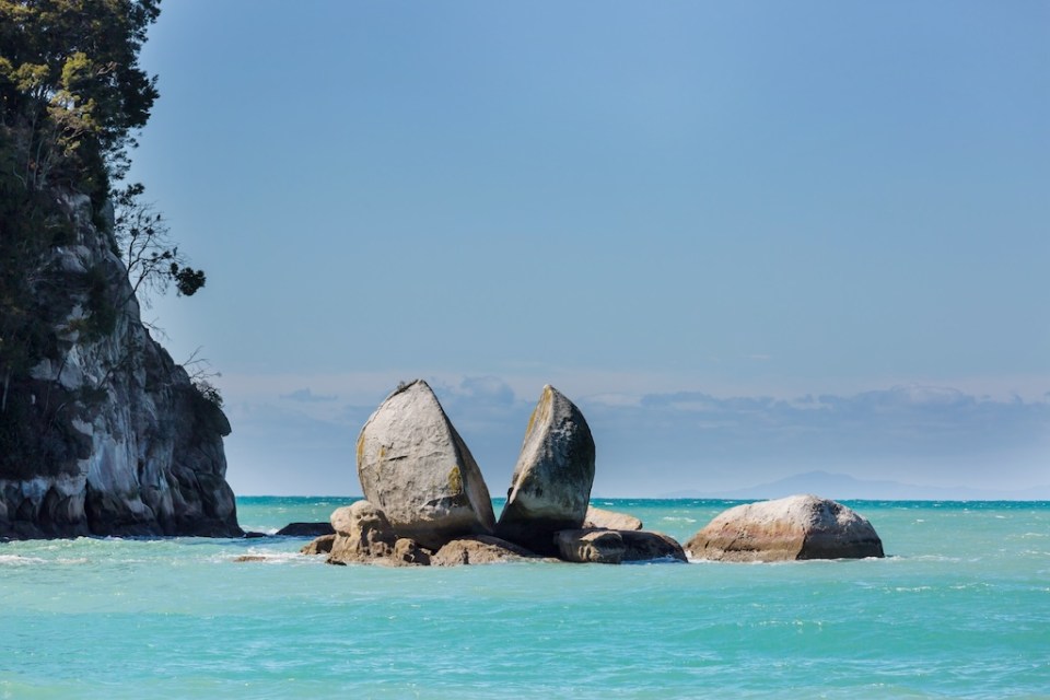 Split Apple Rock in New Zealand coast